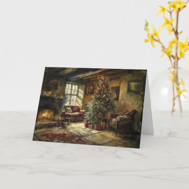 Cartão Desejos mais calorosos para um Natal alegre (Flor Amarela)