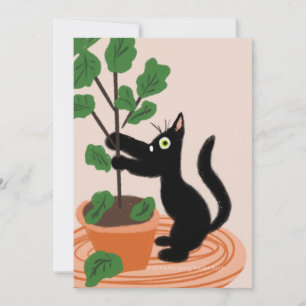 Cartão Desenhado à Mão com Gatos Divertidos e Figu