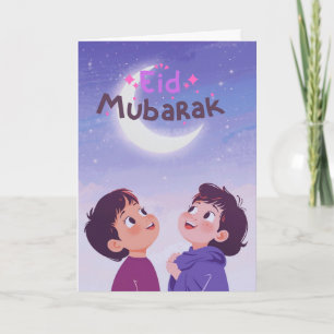 Cartão Desenho Alegre do Eid al-Fitr