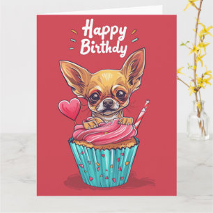 Cartão Desenho Animado Chihuahua Anime Cupcake Patas