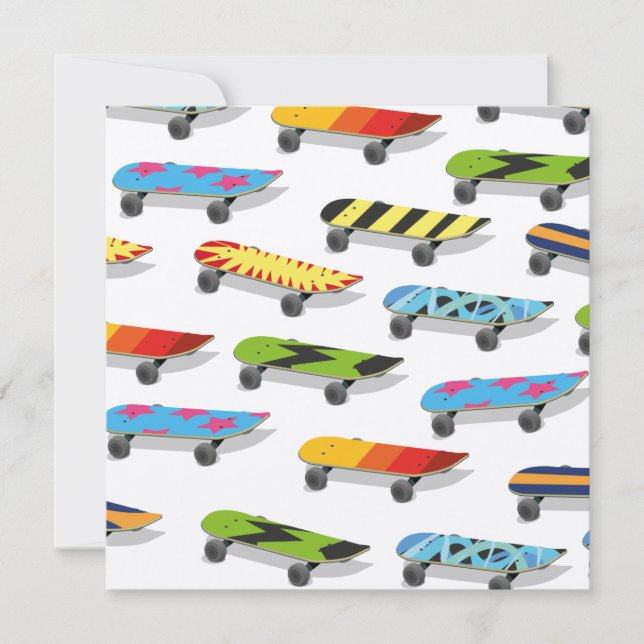 Cartão Desenho animado de skate. (Frente)