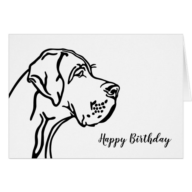 Cartão Desenho da cabeça de um Great Dane (Frente Horizontal)