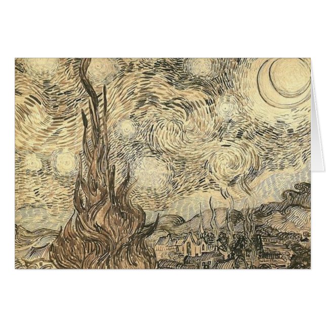 Cartão desenho da noite estrelado de Van Gogh (Frente Horizontal)