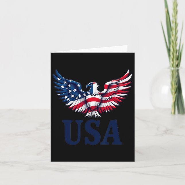 Cartão Desenho de Águias dos EUA com Bandeira Patriota Am (Frente)