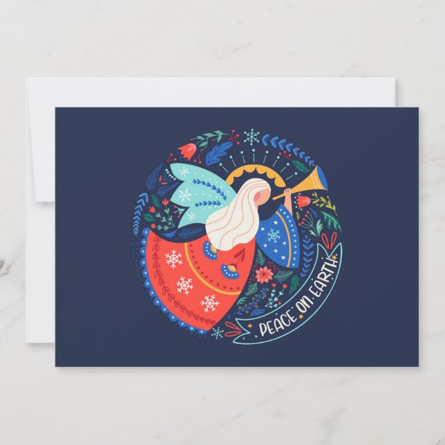 Cartão Desenho de Anjo Paz na Terra (Frente)