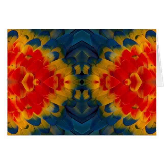 Cartão desenho de Arara-Vermelha caleidoscópio (Frente Horizontal)