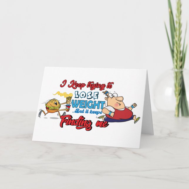 Cartão Desenho de Cartoon Divertido de Perda de Peso (Frente)