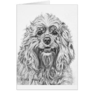 Cartão Desenho de carvão vegetal de cocker spaniel