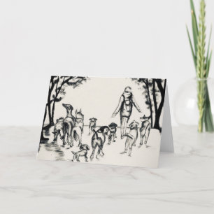 Cartão Desenho De Carvões Cachorros Walker