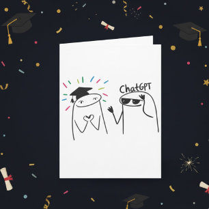 Cartão Desenho de Celebração de Doodle Engraçado do ChatG