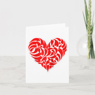 Cartão Desenho de Estilo de Tatuagem Tribal Vermelho e Br