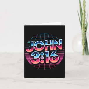 Cartão Desenho de Fé Cristã Retro dos Anos 80 John 3_16
