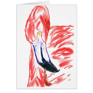 Cartão Desenho de Flamingoe do rosa da pintura a óleo do