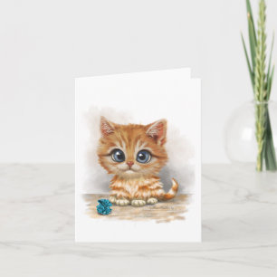 Cartão Desenho de Gatinho Laranja