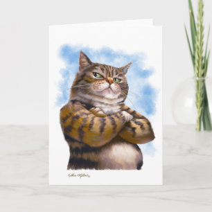 Cartão Desenho de Gato Tabby Durão