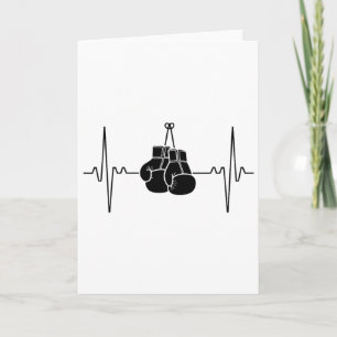 Cartão Desenho de Linha de Pulsação Cardíaca de Boxe