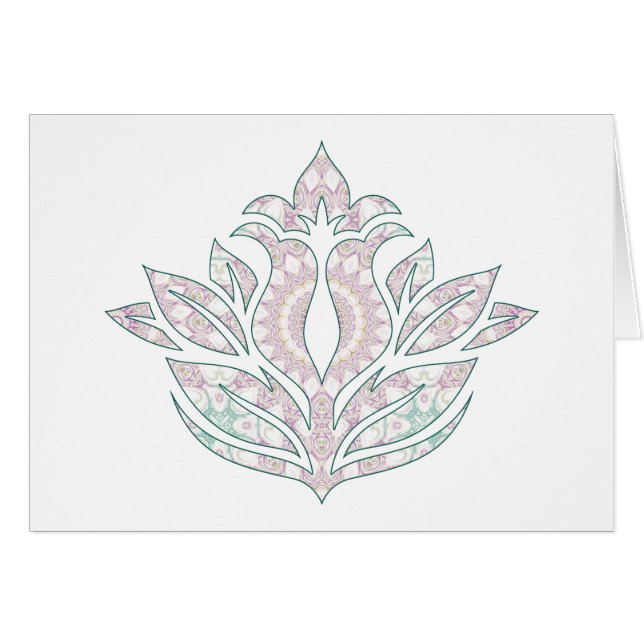 Cartão Desenho de Mandala de Flor Pastel (Frente horizontal)