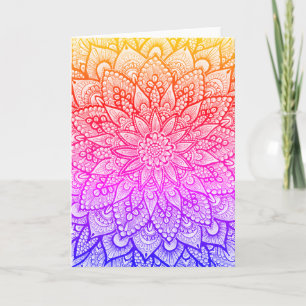 Cartão Desenho de Mandala Multicolorido Arte Original