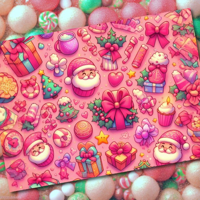 Cartão Desenho de Motifs de Natal Rosa (Criador carregado)