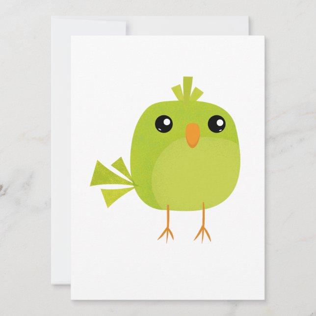 Cartão Desenho de Pássaro Verde   (Frente)