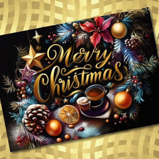 Cartão Desenho de Pastel de Whimsical de Natal (Criador carregado)