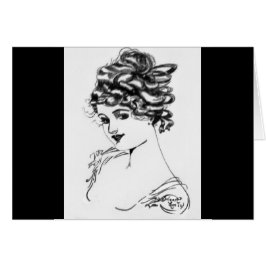 Cartão Desenho de Tinta de Nouveau Art 1917