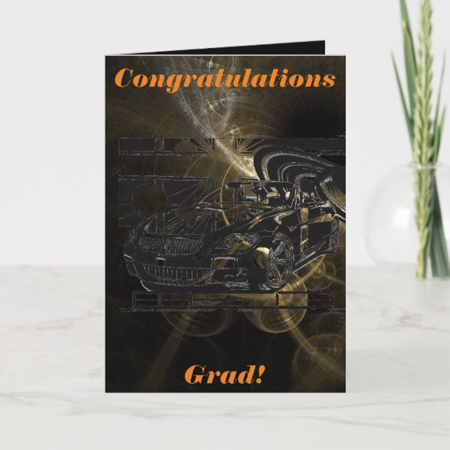 Cartão Desenho de tinta montada - carro esportivo, a peça (Frente)