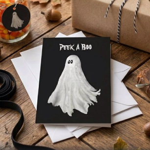 Cartão Desenho Divertido de Fantasma do Halloween Passado