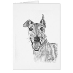 Cartão Desenho do close up do galgo