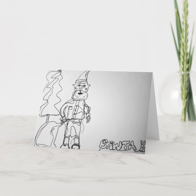Cartão Desenho do Contorno de Papai Noel (Frente)