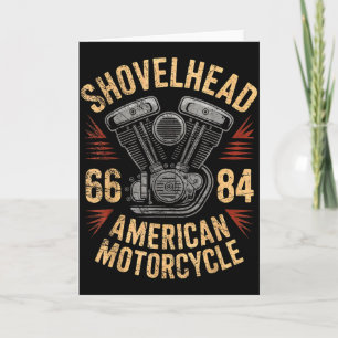 Cartão Desenho do Motor Shovelhead Vtwin de Moto Vintage