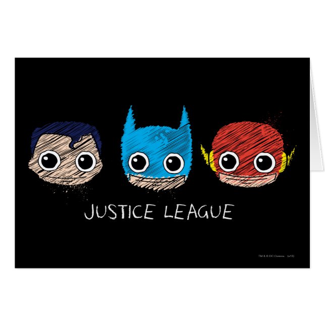 Cartão Desenho dos Chefes da Mini Justice League (Frente Horizontal)