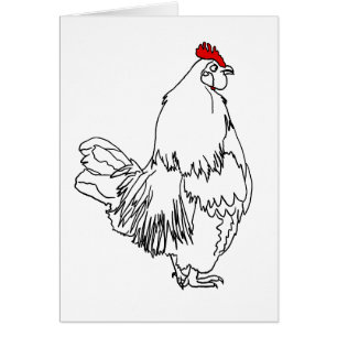 Cartão Desenho Engraçado de Galo Arte Excêntrica de Galin