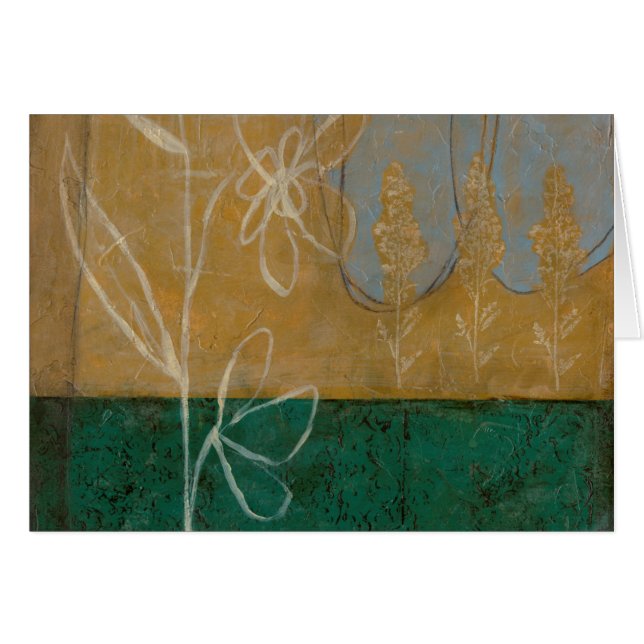 Cartão Desenho Floral com flor selvagem e plantas (Frente Horizontal)