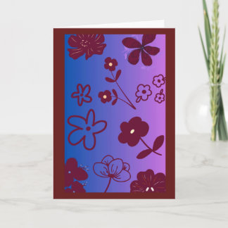 Cartão Desenho Floral Roxo Azul e Borgonha