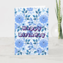 Cartão Desenho floral vintage, Feliz Aniversário 