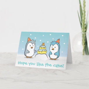 Cartão Desenho Fofo - Celebração de Aniversário dos Pingu