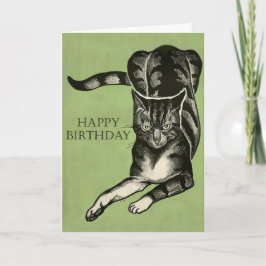Cartão Desenho furado do gato - feliz aniversario ou o