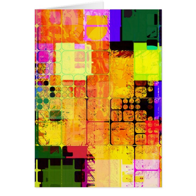 Cartão Desenho Geométrico Multicolorido Funky (Frente)