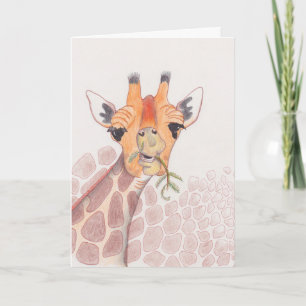 Cartão Desenho girafa bonito