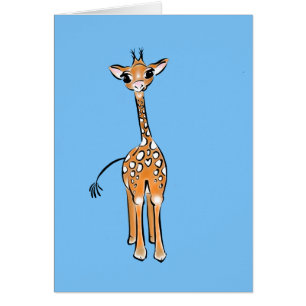 Cartão Desenho girafa bonito, animais safari