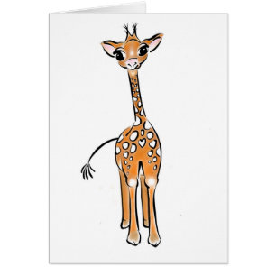 Cartão Desenho girafa bonito, animais safari