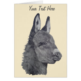 Cartão desenho original semelhante à vida de burro fofo