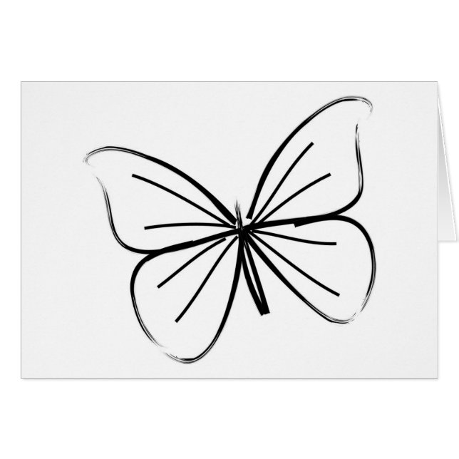 Cartão Desenho Simples da Linha da Borboleta (Frente Horizontal)