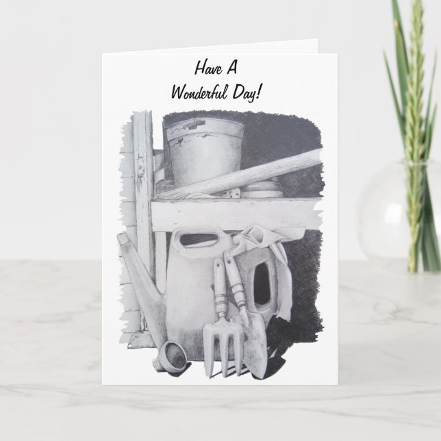 Cartão Desenho vitalício de ferramentas de jardim para ja (Frente)