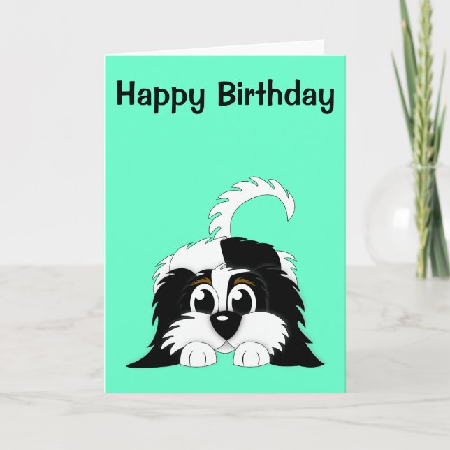 Cartão Desenhos animados bonitos Cavachon (Frente)