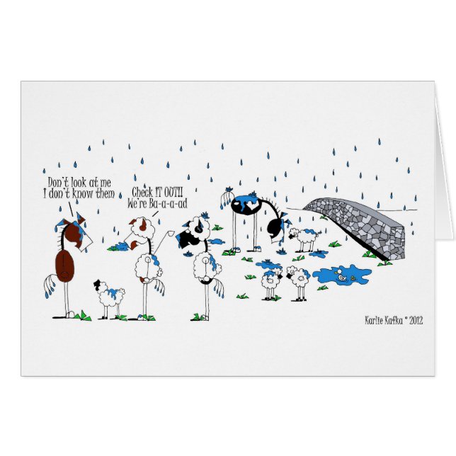 Cartão Desenhos animados bonitos do cavalo & dos (Frente Horizontal)