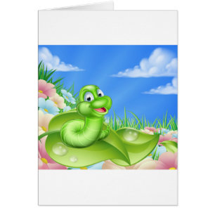 Cartão Desenhos animados Caterpillar no prado