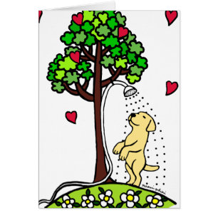 Cartão Desenhos animados de Labrador do amarelo do