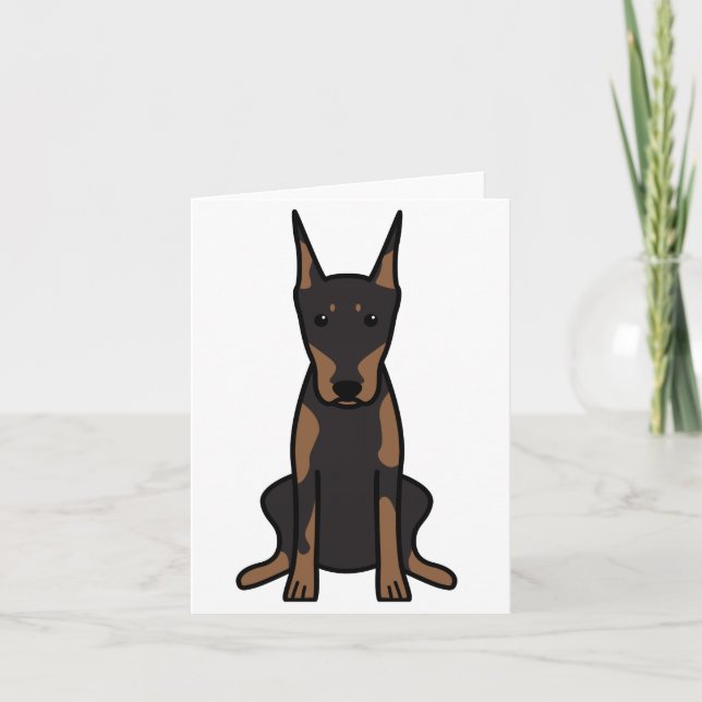 Cartão Desenhos animados do cão do Pinscher do Doberman (Frente)